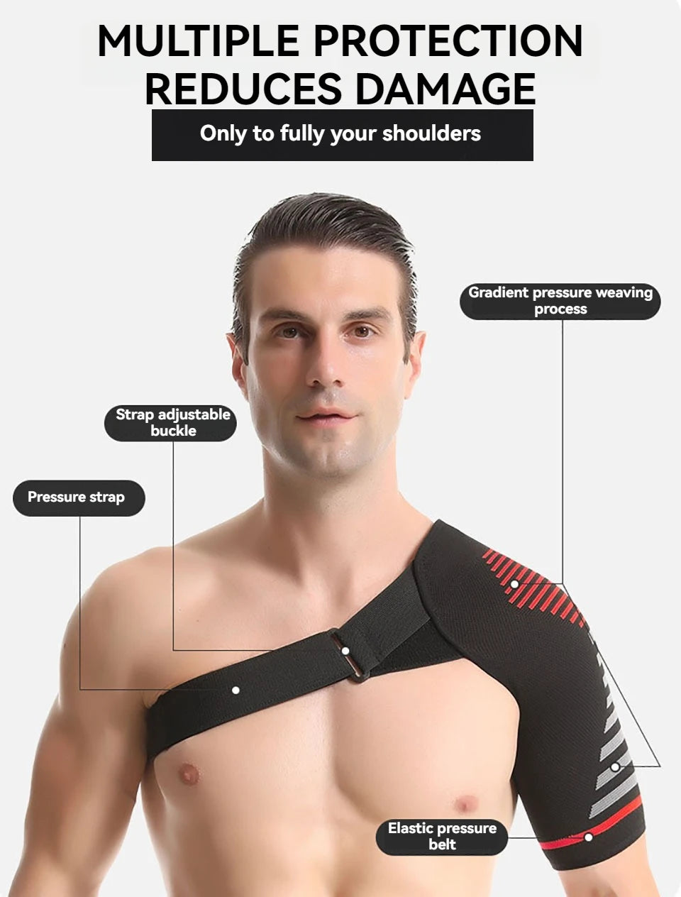 GOBYGO 1Pcs Adjustable Elastic Shoulder Strap Sports Strap Shoulder Pads Fitness Sprain Strain Fixed Compression Joint Brace
