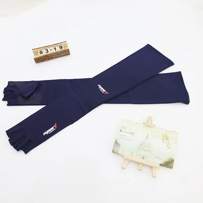 Ice Silk Sleeves Women Summer Sun Protection Men Fishing Cycling Breathable Two-Finger Non-Slip Gloves Arm Warmer Driving Sleeve
