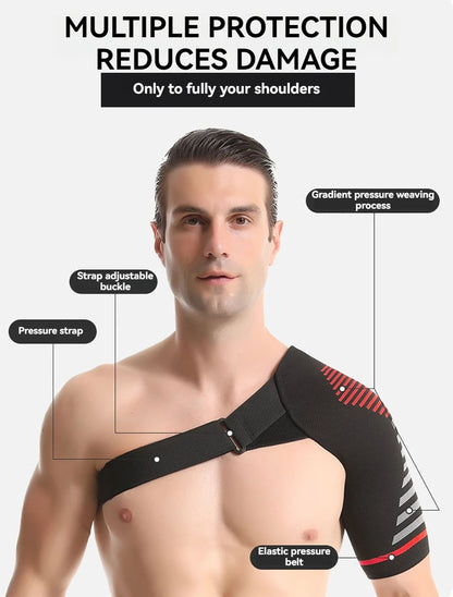 GOBYGO 1Pcs Adjustable Elastic Shoulder Strap Sports Strap Shoulder Pads Fitness Sprain Strain Fixed Compression Joint Brace