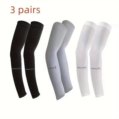 3 Pairs Breathable Sun Protection Sleeves UV Protective Gear for Sports Driving Outdoor Adventures Compression Arm Covers