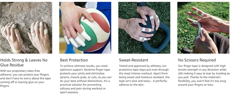 1/2/3 Rolls Finger Tape Skin-Friendly Fingers Athletic Sports Tape for Baseball Lacrosse Gymnastics Injury Wrap Protection