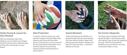 1/2/3 Rolls Finger Tape Skin-Friendly Fingers Athletic Sports Tape for Baseball Lacrosse Gymnastics Injury Wrap Protection