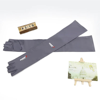 Ice Silk Sleeves Women Summer Sun Protection Men Fishing Cycling Breathable Two-Finger Non-Slip Gloves Arm Warmer Driving Sleeve