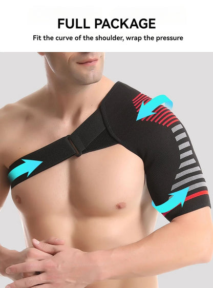 GOBYGO 1Pcs Adjustable Elastic Shoulder Strap Sports Strap Shoulder Pads Fitness Sprain Strain Fixed Compression Joint Brace